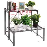 High quality folding garden metal flower shelf 3 Metal Shelves Display Flower Pots Indoor Plant Stand, Outdoor Garden Racks